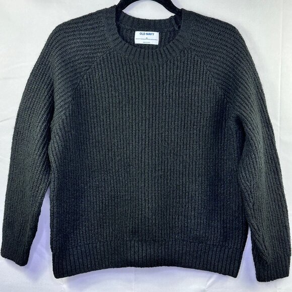 OLD NAVY Black Ribbed Knit Sweater Made With 20% Recycled Materials Pullover XS - Picture 1 of 4